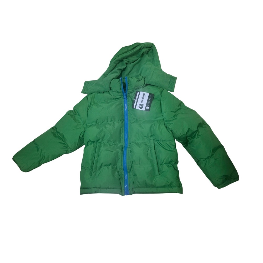 The Warming Project Girls Green Puffer Jacket Hooded Zip‎ Up Size 4T 5T